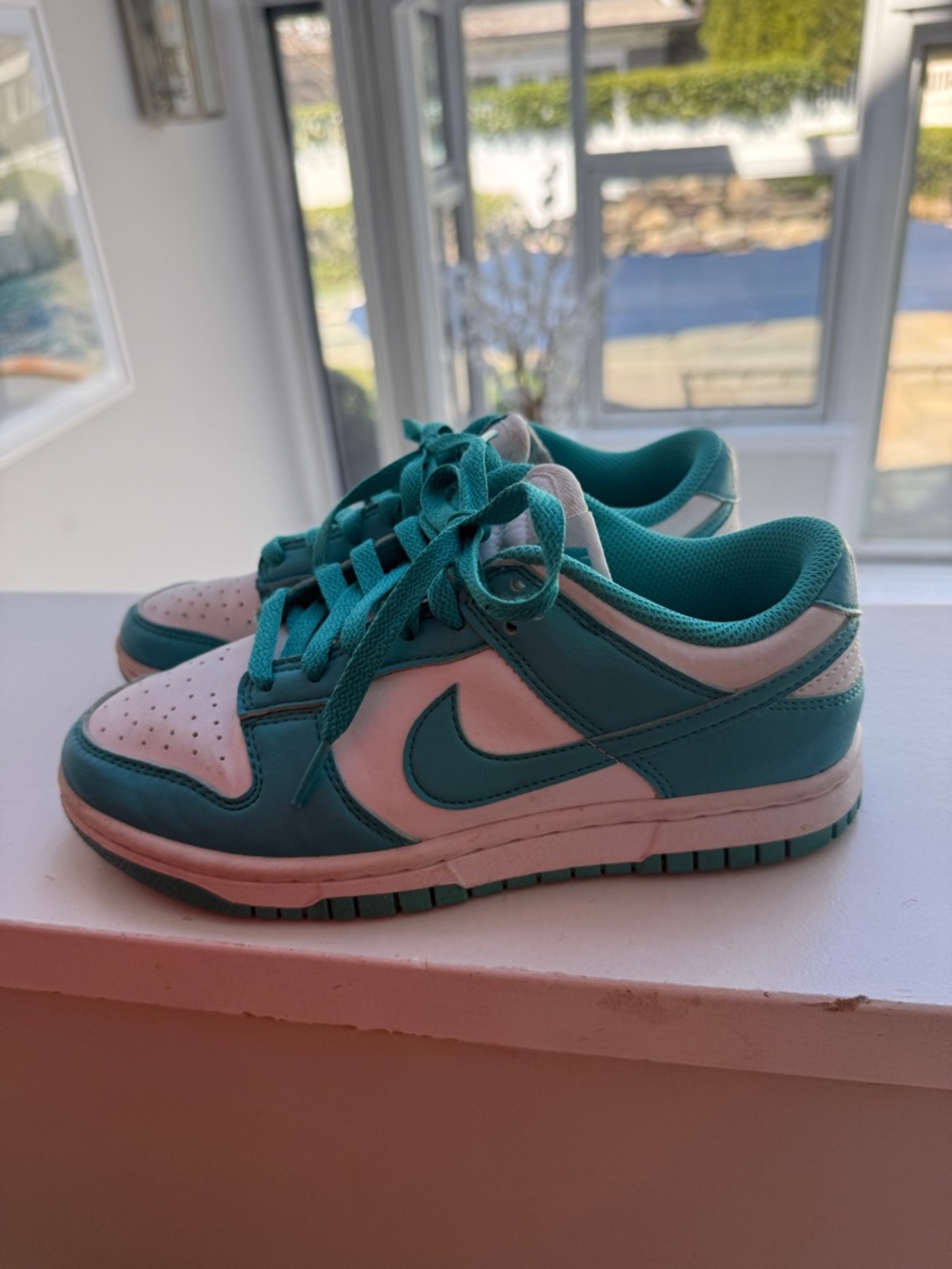 Nike Kids Teal and White Low-Top Sneakers